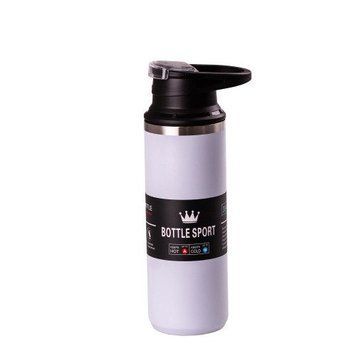 Термос Bottle Sport 550 мл з нержавіючої сталі з ручкою, бузковий Happy Life AMB-003485 фото
