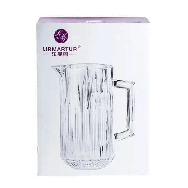 Глечик для напоїв Lirmartur 1,2 л гранований з товстого скла, сірий TS Kitchen AMB-002918 фото