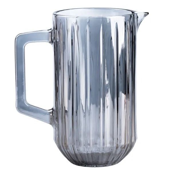 Глечик для напоїв Lirmartur 1,2 л гранований з товстого скла, сірий TS Kitchen AMB-002918 фото