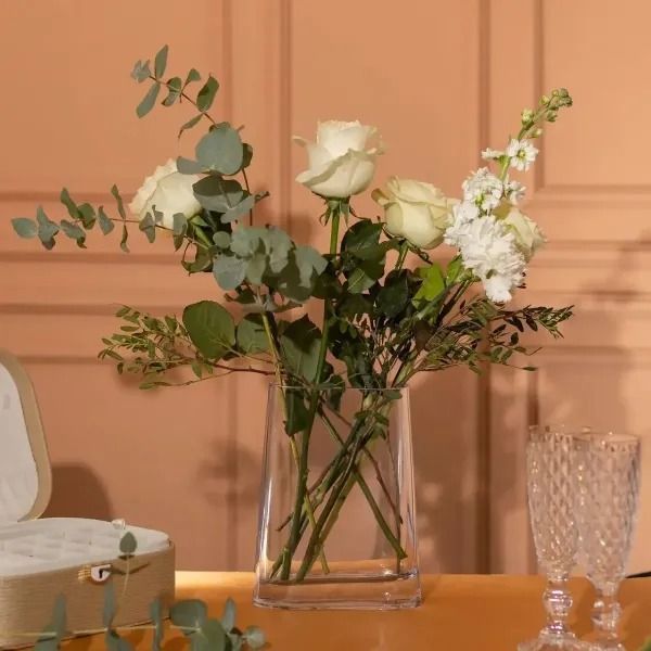 Ваза декоративна у мінімалістичному стилі овальна 15.8 см, прозорий Flower Season AMB-000101 фото