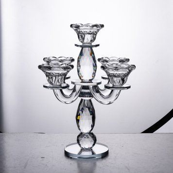 Підсвічник-канделябр на 5 свічок скляний 26,5 см Yiwu HP-4-66 AMB-000210 фото