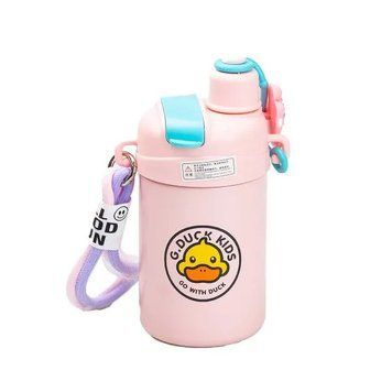 Термос дитячий G. Duck 460 мл з трубочкою та гвинтовою кришкою, рожевий Happy Life AMB-003463 фото