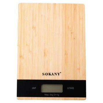 Ваги кухонні електронні SOKANY SK-19025 до 5 кг з плоскою платформою, дерево AMB-005745 фото