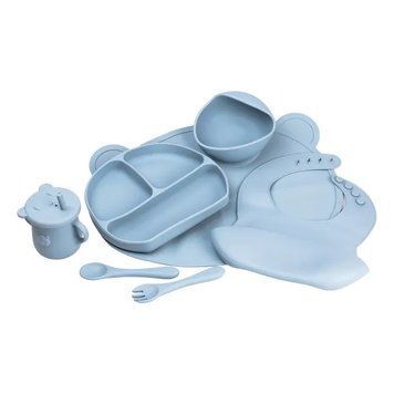 Набір силіконового посуду для дітей Ведмедик 7 предметів, синій TS Kitchen AMB-002122 фото