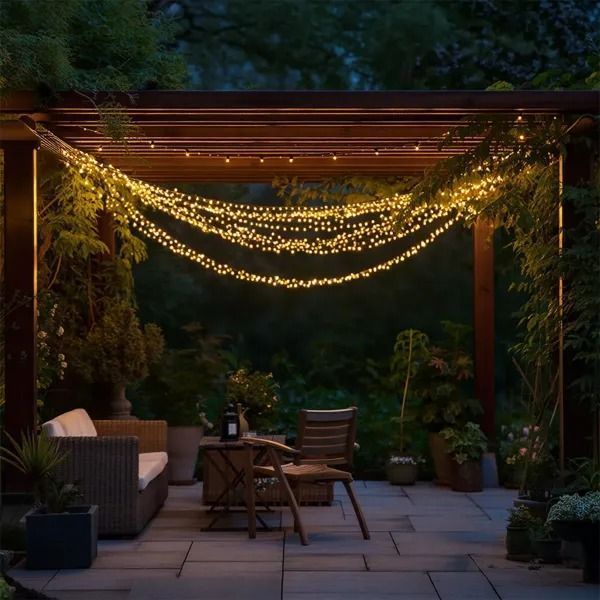 Гірлянда Нитка вулична 500 LED 50 м на сонячній батареї чорна, жовтий GarlandoPro AMB-000674 фото